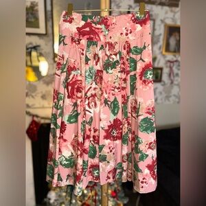 Floral A-Line Skirt in Pink and Green